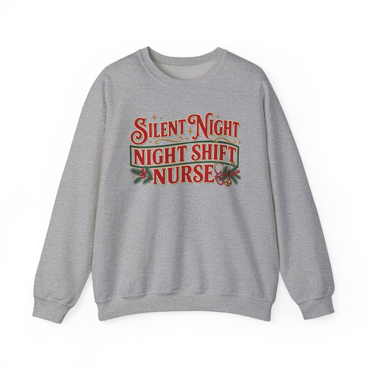Night Shift Nurse Christmas Sweatshirt, Funny Silent Night Crewneck for RN Gift