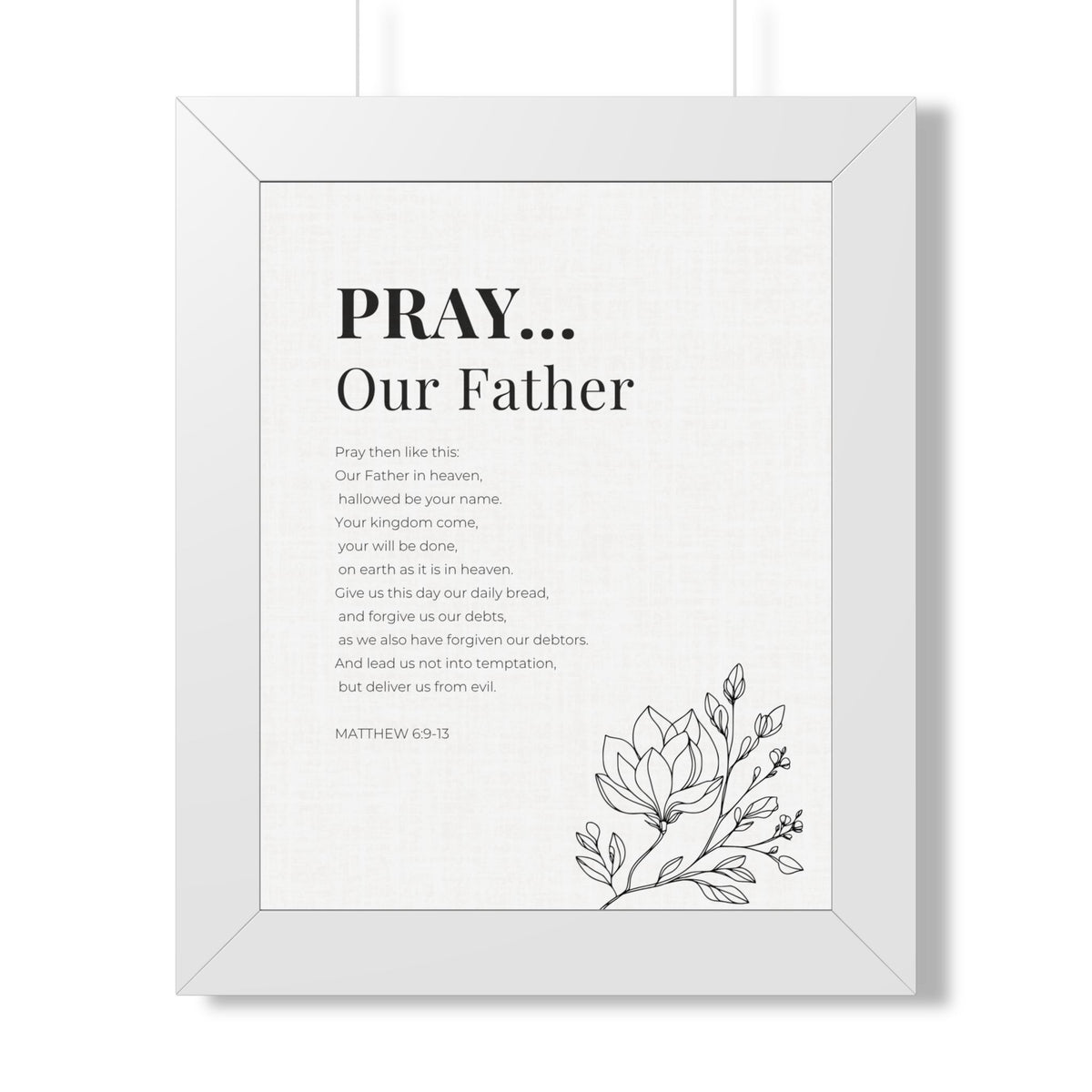 The Lords Prayer Wall Art. Our Father Prayer Print. Matthew 6 Framed Christian Art, Bible Verse Home Decor Christian Gift