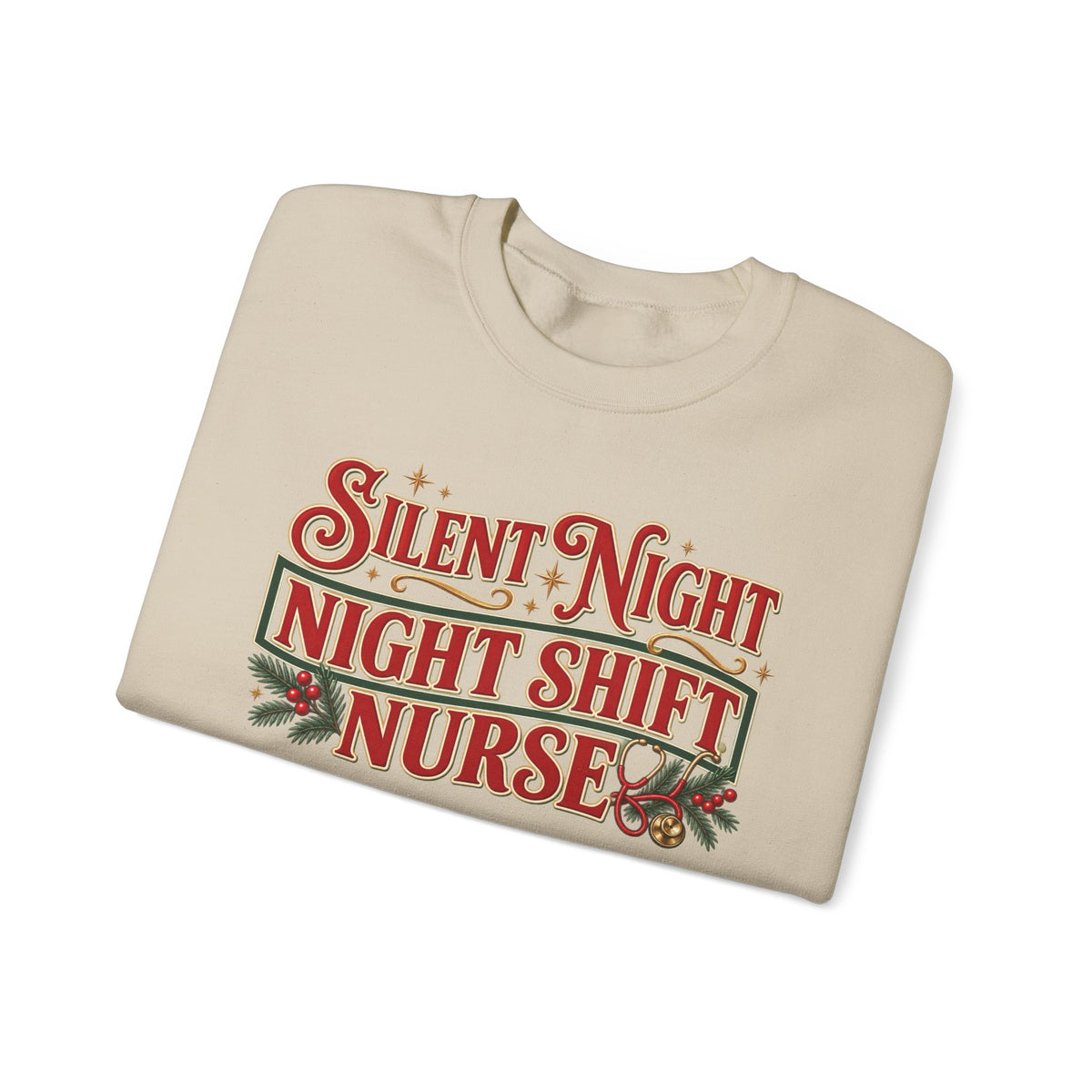 Night Shift Nurse Christmas Sweatshirt, Funny Silent Night Crewneck for RN Gift