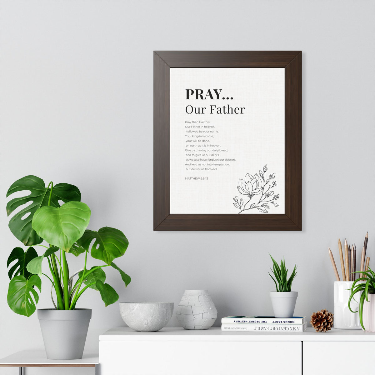 The Lords Prayer Wall Art. Our Father Prayer Print. Matthew 6 Framed Christian Art, Bible Verse Home Decor Christian Gift