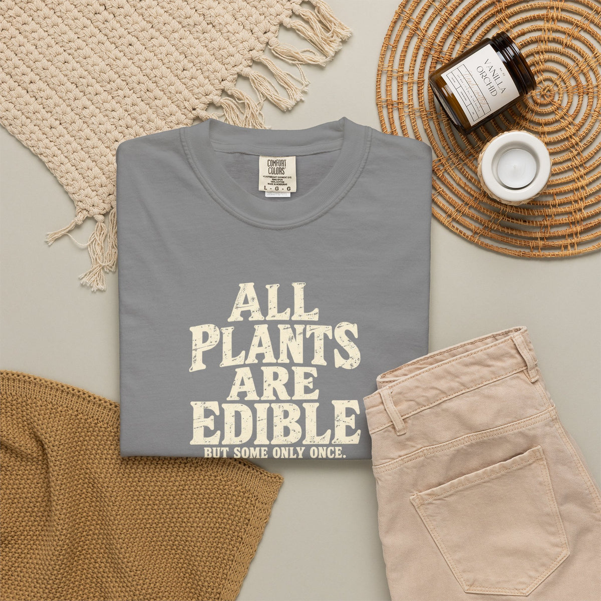 All Plants Are Edible But Some Only Once Shirt, Funny Plant Lover T-Shirt, Gardening Humor Tee, Grunge Botanical Shirt