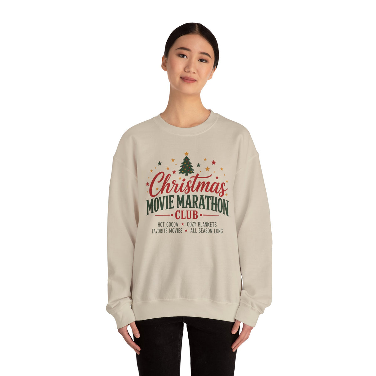 Christmas Movie Marathon Club Sweatshirt, Retro Ticket Holiday Crewneck for Movie Lovers