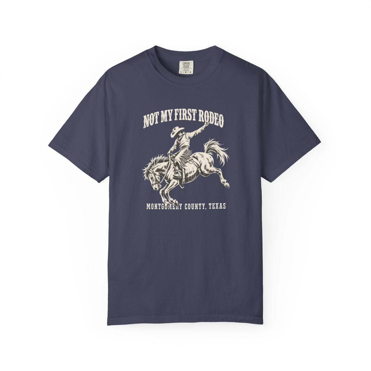 Not My First Rodeo Shirt, Vintage Cowboy T-Shirt, Bucking Bronco Graphic Tee, Western Cowgirl Shirt, Conroe Texas Gift