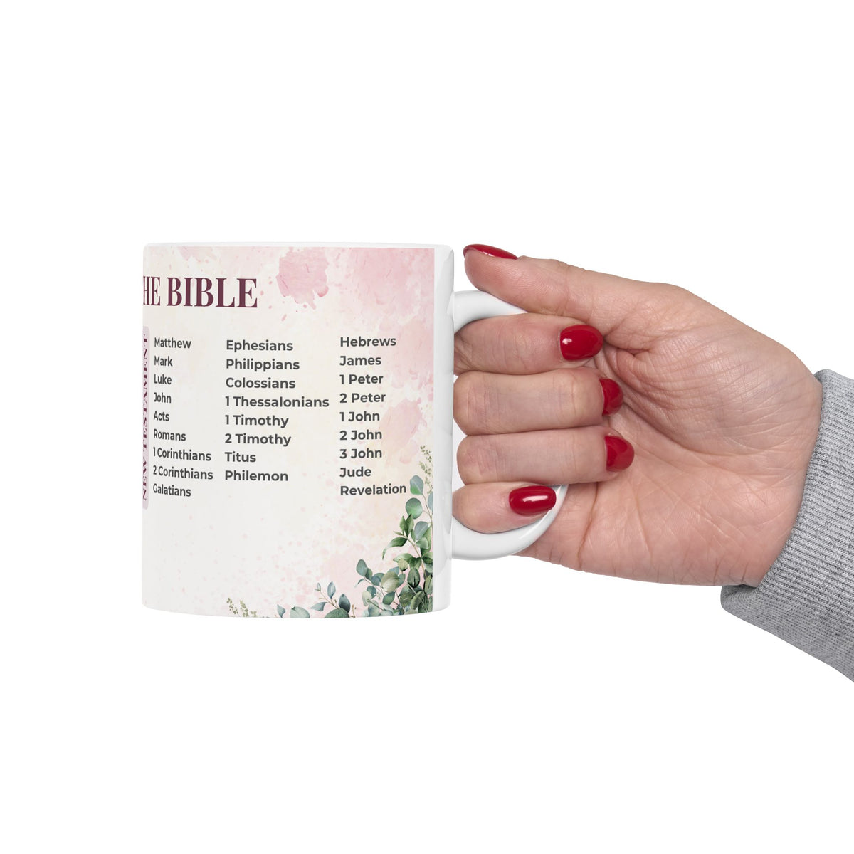 Books of the Bible Mug, Christian Coffee Cup, Floral Scripture Mug, Bible Study Gift for Women, Christian Teacher Gift, 11oz 15oz