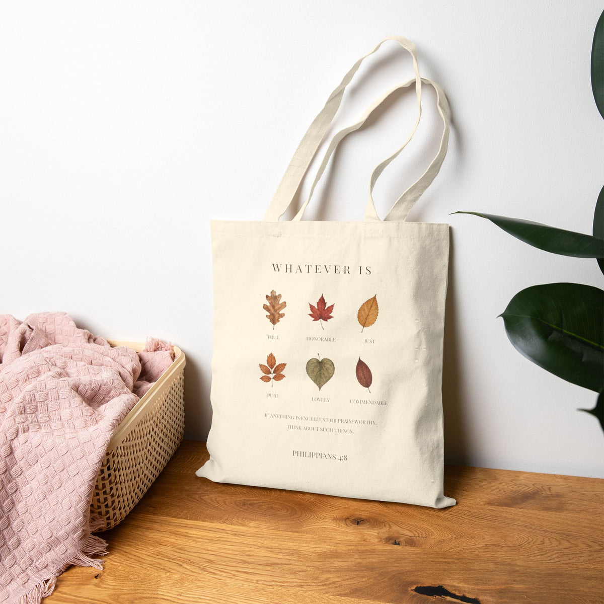 Philippians 4:8 Whatever Is True Autumn Tote Bag
