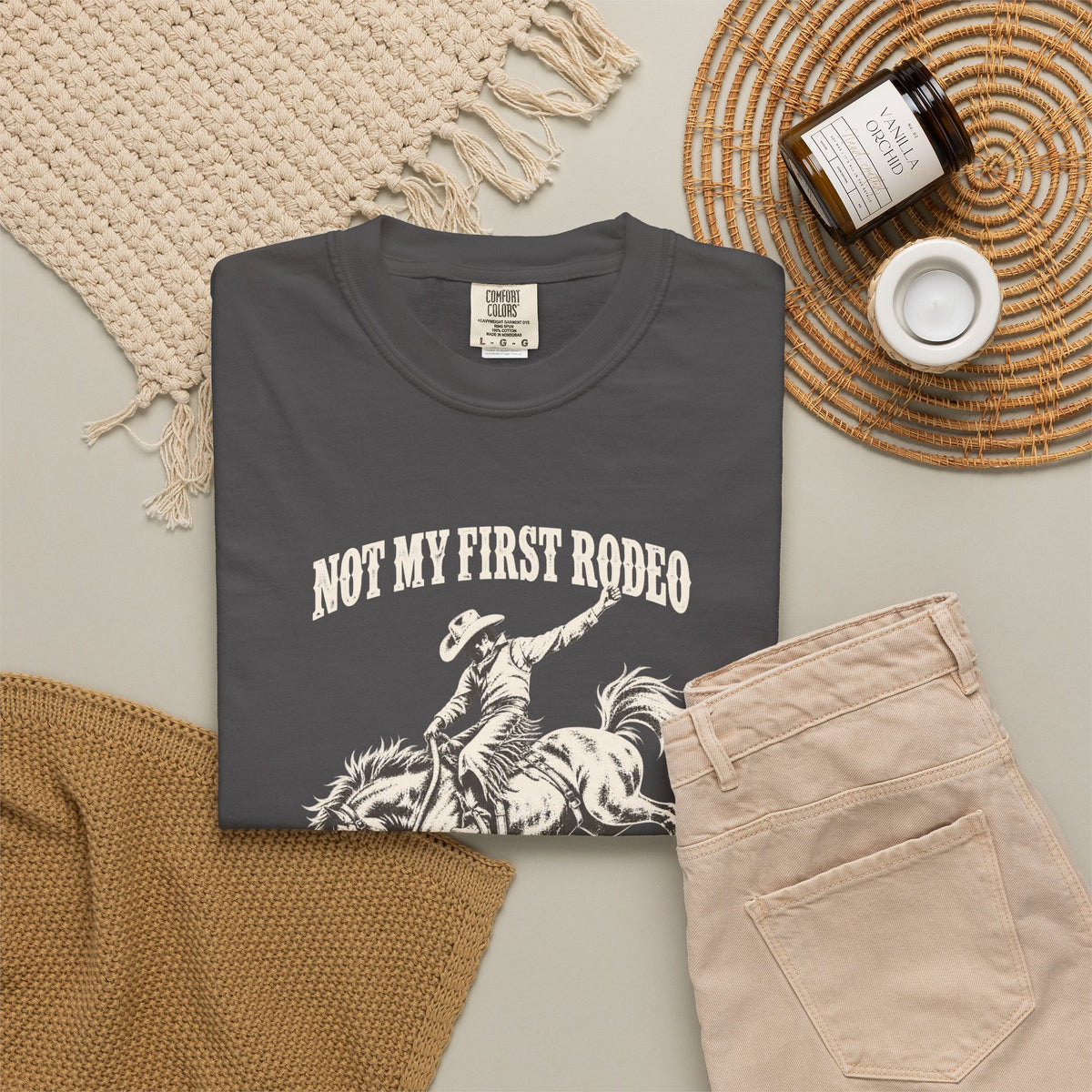 Not My First Rodeo Shirt, Vintage Cowboy T-Shirt, Bucking Bronco Graphic Tee, Western Cowgirl Shirt, Conroe Texas Gift